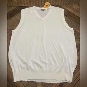 Men's White V-Neck Sweater Vest